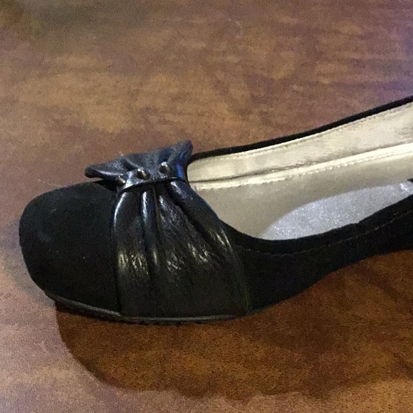 ECCO Black Suede Leather Bow Ballet Flats Comfy Classic Dressy 37 - Picture 6 of 16
